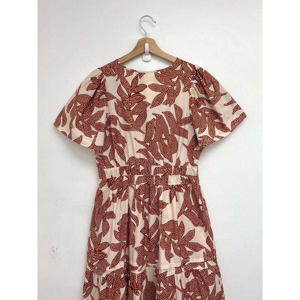 Anthropologie The Somerset Tiered Maxi Dress V-Neck Neutral Dotted Floral - Med - Picture 5 of 11